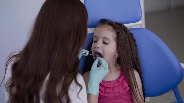 Careful Examination of the Child's Oral Cavity By a Polite Female Dentist