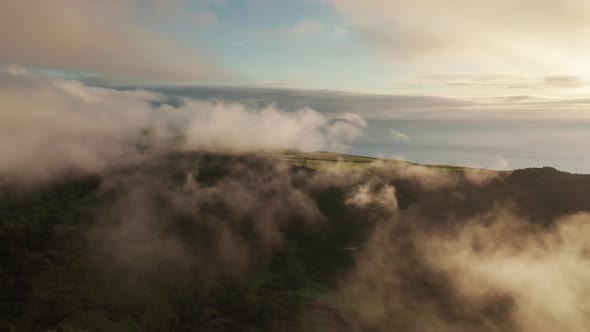 Clouds Covered Mountains of Poco Ribeira Do Ferreiro Flores Island Azores