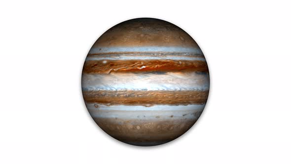 Animated jupiter planet on white.