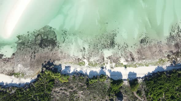 Zanzibar Tanzania  Aerial View of the Ocean Near the Shore of the Island Slow Motion