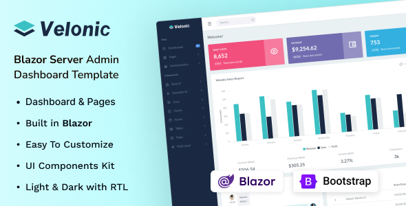 Velonic - Blazor Server Admin & Dashboard Template