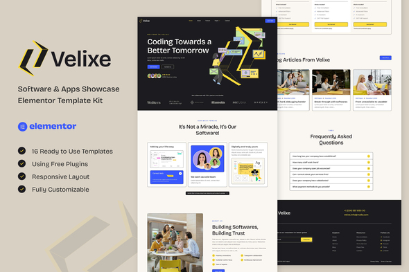 Velixe - Software & Apps Showcase Elementor Template Kit