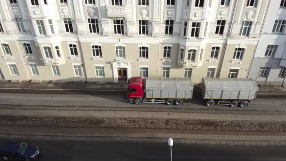 Cargo truck driving on the street