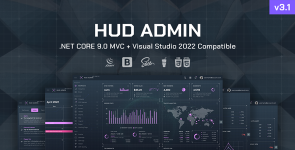 HUD - .NET Core 9.0 MVC Admin Template