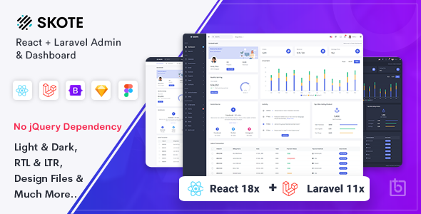 Skote - React + Laravel Admin & Dashboard Template