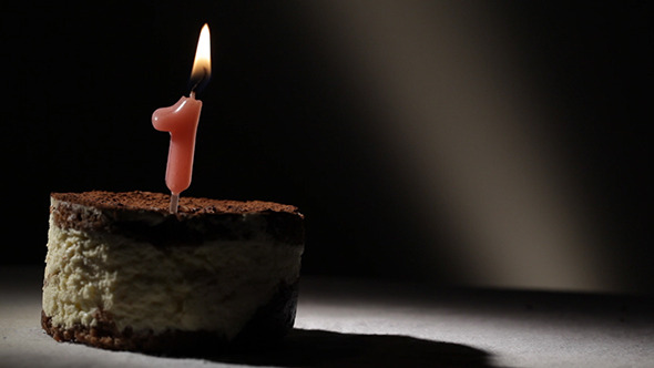 Candle One In Tiramisu Cake