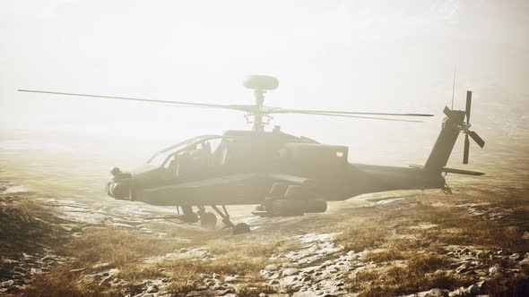 Military Helicopter in Mountains at War