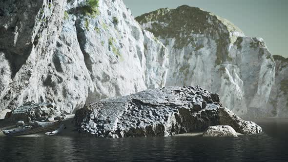 Rocky Ocean Coast with Mountains and a Beautiful Sand Beach