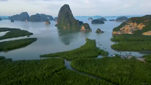 Limestone Rock Formation at Phang Nga Bay in Thailand Sametnangshe View Point Phangnga