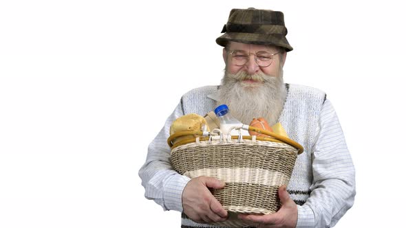 Man Holding Basket of Healthy Food