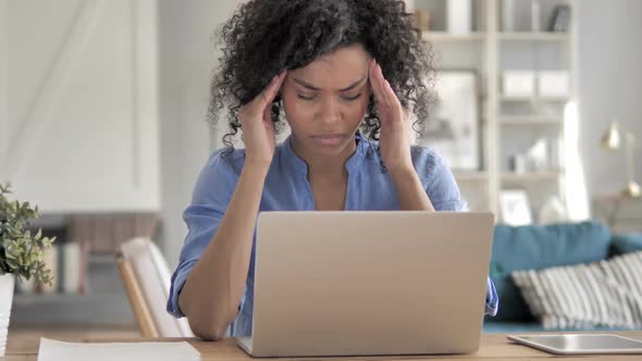 Headache African Woman with Pain in Head