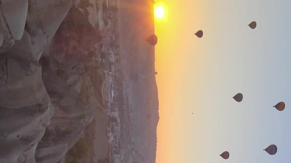 Vertical Video  Balloons in Cappadocia Turkey