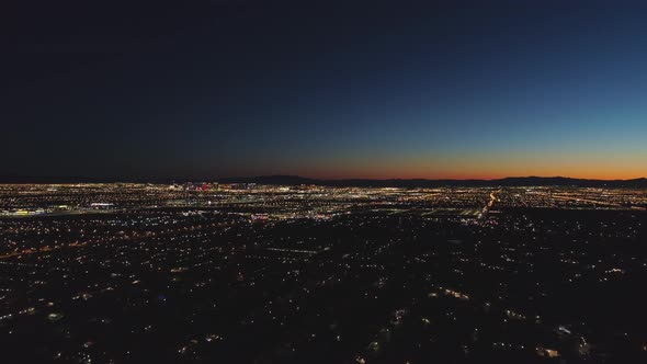 Las Vegas Cityscape at Sunrise, Morning Twilight, Nevada, USA, Aerial View