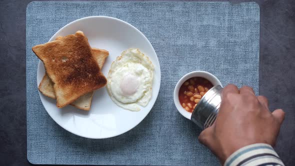 Tasty Baked Beans Egg and Bread for Morning Break Fast