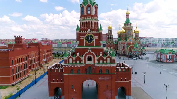 Flying above Kremlin in the Small Green Town - Drone Footage