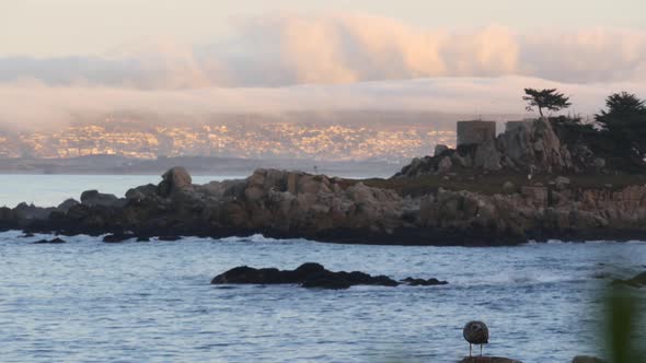 Rocky Craggy Ocean Beach Monterey Bay Sunset California Coast