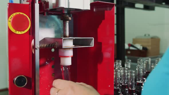 Process of Corking Wine Bottles