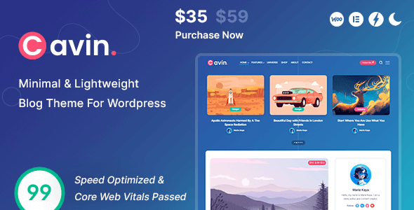 Cavin | Minimal & Lightweight WordPress Blog Theme