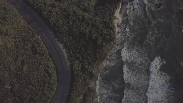 Scenic coastal road from air