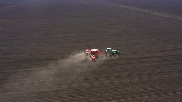 Tractor With The Seeder At The Field 11