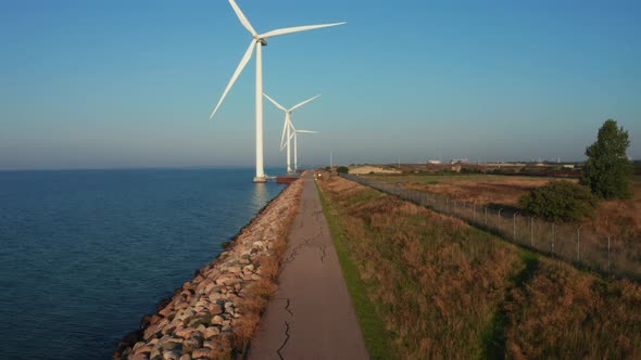 Aerial View of the Wind Turbines