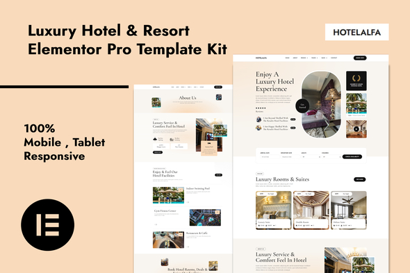 HotelAlfa – Luxury Hotel & Resort Elementor Pro Template Kit – 0 Sold!