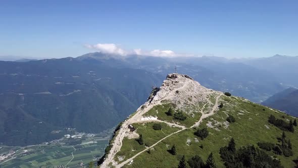 Aerial panoramic view of Cima Vezzena, also called Pizzo di Levico in Trento, Italy