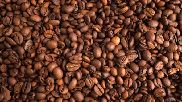 Coffee Beans Roasted Close Up Footage with Motion.