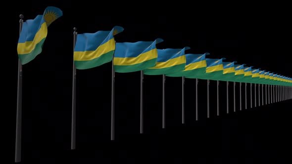 Row Of Rwanda Flags With Alpha 2K
