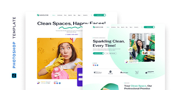 Saniclean – Cleaning Agency Template for Adobe Photoshop