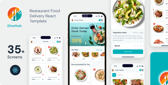 DineHub - Restaurant Food Delivery React Mobile App | PWA