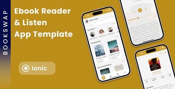 Ebooks Reader and Audiobooks Listen App template in Ionic | BookSwap