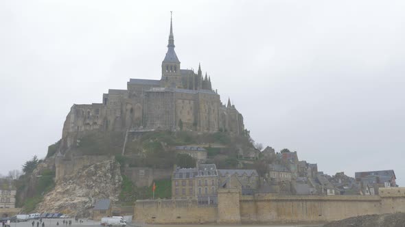 Mont Saint Michel world famous tourist attraction in northern France 4k 2160p UHD footage - Mont St 