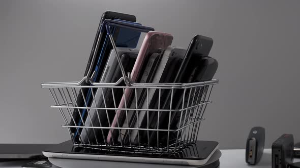 Phones of Different Models and Generations are in the Shopping Cart