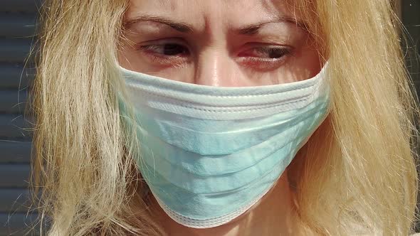 Blonde Girl with Sanitary Mask