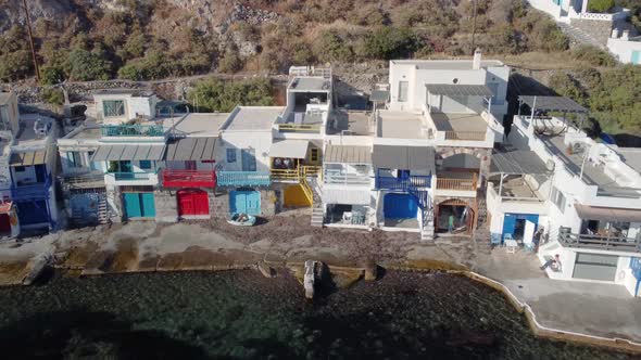 Scenic Klima village (traditional Greek village by the sea, the Cycladic-style) with sirmata - tradi