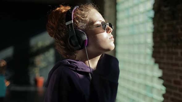 Girl Listening To Music and Dancing 