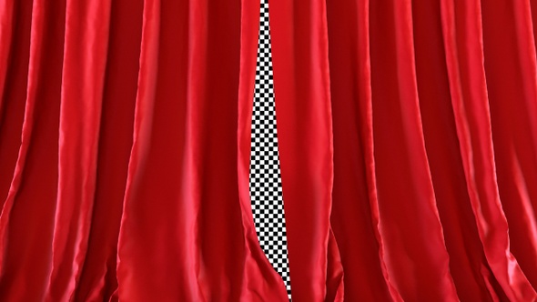 Realistic Red Curtains Opening