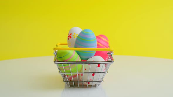 Spinning Shopping Basket with Easter Eggs