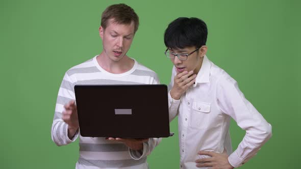 Two Young Multi-ethnic Businessmen Having Meeting with Laptop Together