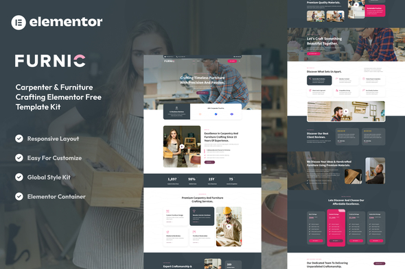 Furnic – Carpenter & Furniture Crafting Elementor Template Kit – 0 Sold!