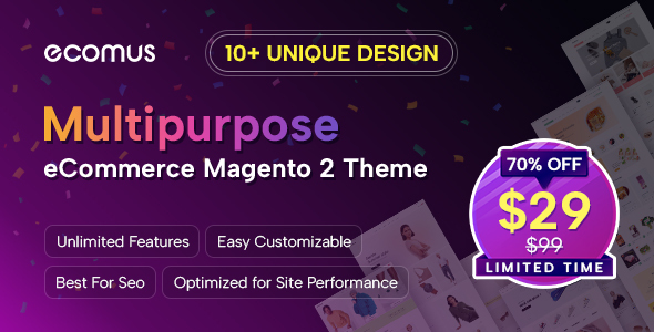 Ecomus – Multipurpose eCommerce Magento 2 Theme – 0 Sold!