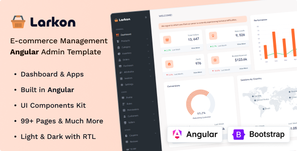 Larkon – Angular Ecommerce Management Admin & Dashboard Template – 0 Sold!