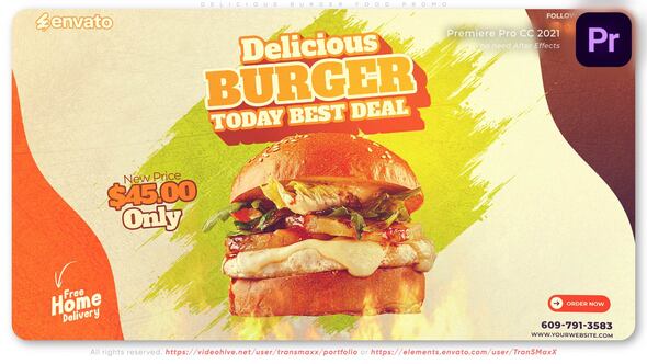 Delicious Burger Food Promo for Adobe Premiere