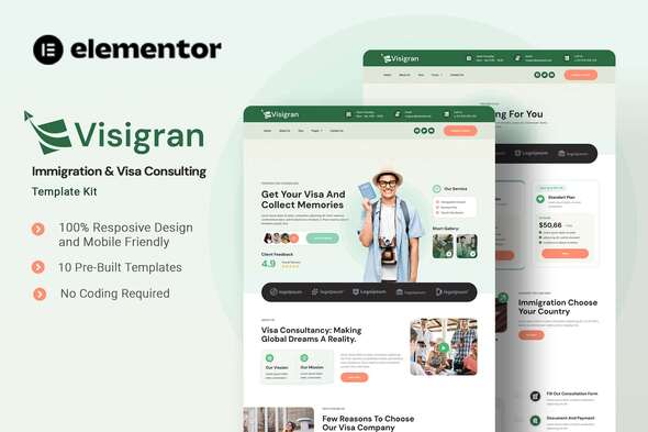 Visigran – Immigration & Visa Consulting Elementor Template Kit – 0 Sold!