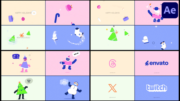 New Year Morphing Characters Logo Openers for After Effects