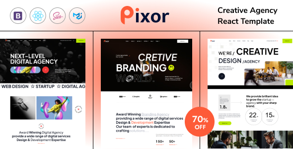 Pixor | Creative Digital Agency React Template – 0 Sold!