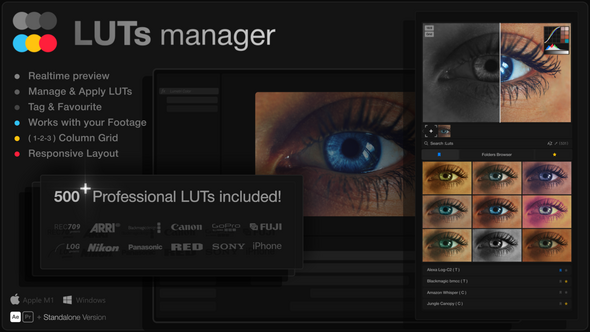 LUTs Manager: Preview LUTs In Real-time Tool & 500 Professional LUTs