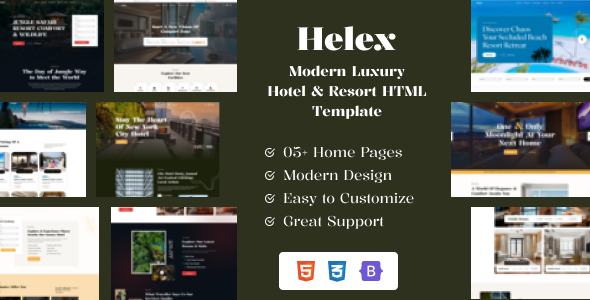 Helex – Luxury Hotel & Resort HTML Template – 0 Sold!