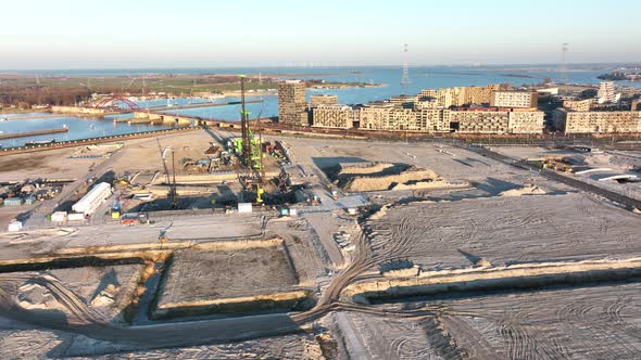 Construction Site of a Residential Area New Build Living Urban City Buildings Development Site